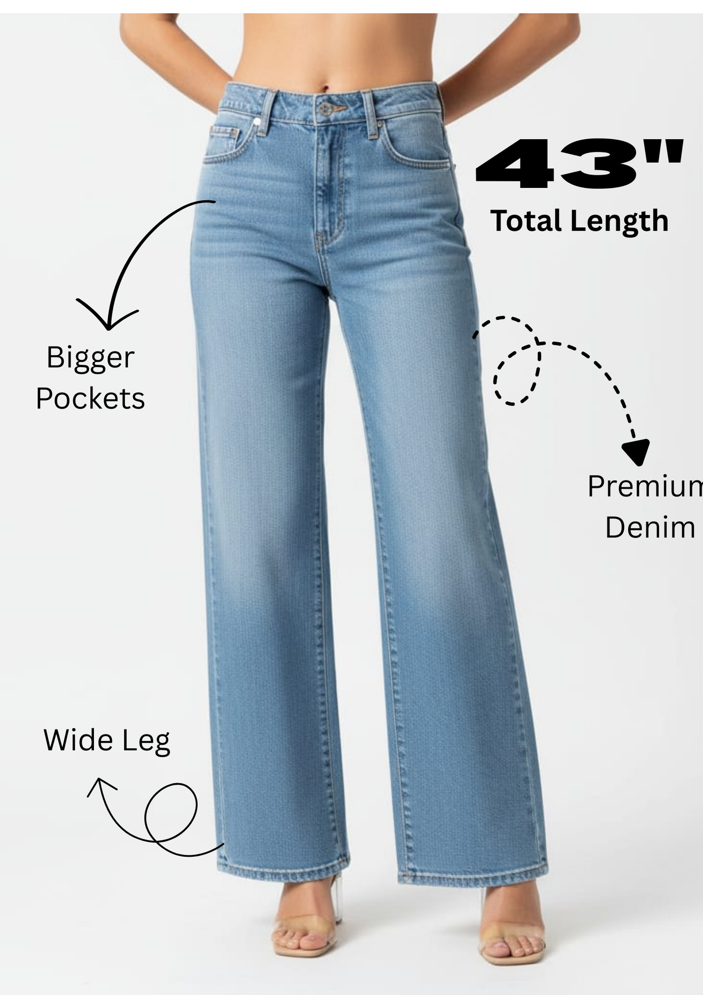 Glacier Ice Wide Leg Tall Women Jeans