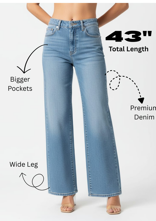 Glacier Ice Wide Leg Tall Women Jeans